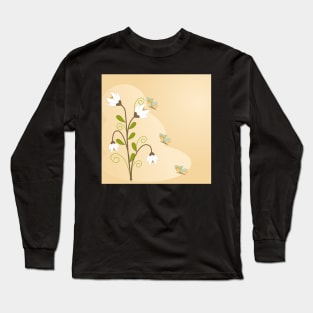 Floral background with vintage  flowers vector design and copy space. Long Sleeve T-Shirt